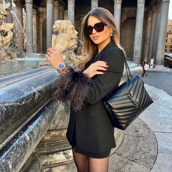 “Last one”ZARA BLOGGERS FAV FEATHER TRIM BLAZER - Picture 12 of 16